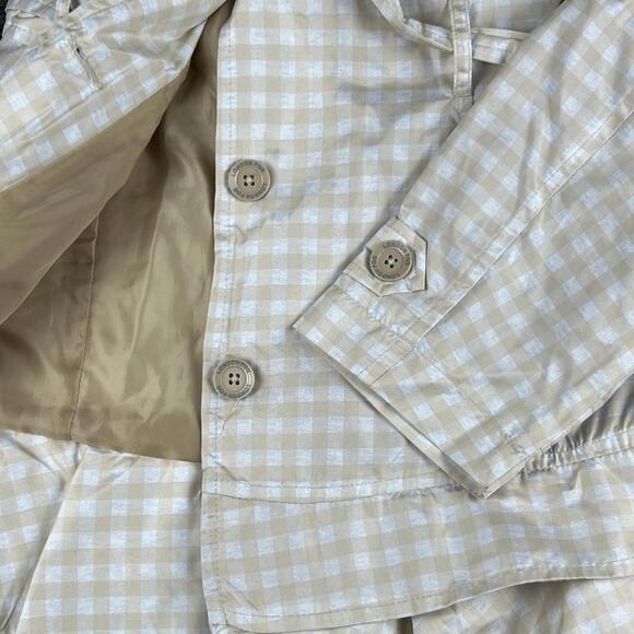 London Fog Beige Gingham Lightweight Trench Coat Jacket | Size L - Picture 3 of 9